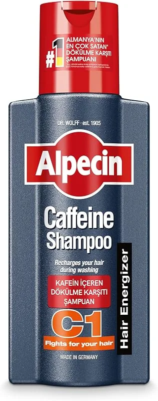 Alpecin Kafeinli Şampuan C1 250ml, Saç Dökülmesini önler ve azaltır, Erkekler için Doğal Saç uzatma Şampuanı, Güçlü Saçlar için Enerji verici, Erkekler için Saç Bakımı, Almanya'da Üretilmiştir