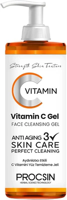PROCSIN C Vitamini Yüz Temizleme Jeli, Aydınlatıcı & Arındırıcı, Cilt Canlandırıcı & Nemlendirici, Günlük Derinlemesine Temizlik, 150 ML — Cilt bakımı