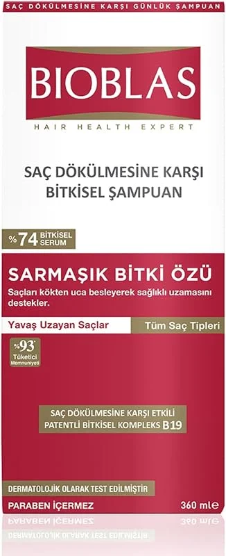 Bioblas Sarmaşık Özlü Saç Dökülmesine Karşı Bitkisel Şampuan – Phytosterol & Bitkisel Kompleks B19, Sağlıklı Uzama Destekli, 360 ml — Saç bakımı