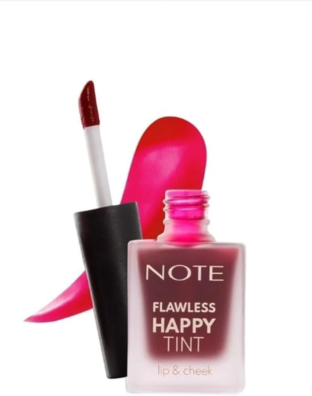 Note Cosmetics Flawless Happy Tint Lip & Cheek 03 Sweet Pink Dudak ve Yanak Renklendirici Likit Allık, Pembe — Makyaj