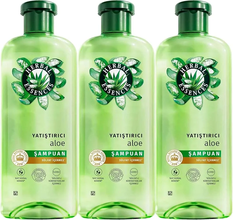 Herbal Essences Yatıştırıcı Aloe İçeren Sülfatsız Şampuan 350 ml 3lü paket — Saç bakımı