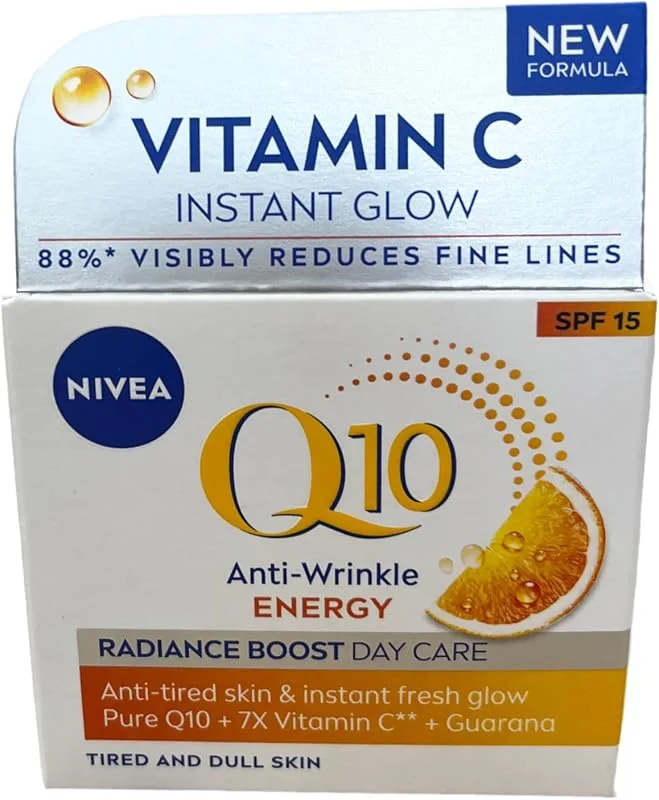 NIVEA SPF15 Q10 Energy Kırışıklık Karşıtı Aydınlatıcı Gündüz Yüz Kremi 50ml, C Vitamini, Nemlendirici — Cilt bakımı
