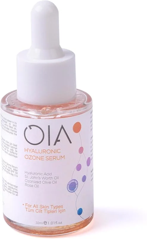 %100 Doğal Hyaluronik Asit Cilt Serum 30 ml, Ozonlu, Kantaron & Gül Yağı, Tüm Cilt Tipleri Için — Cilt bakımı