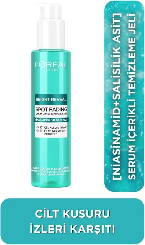 L'OREAL PARIS Bright Reveal Cilt Kusuru İzi Karşıtı, Serum İçerikli Temizleme Jeli Niasinamid ve Salisilik Asit 150 ml — Cilt bakımı