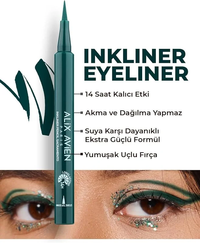ALIX AVIEN Uzun Süre Kalıcı, Suya Dayanıklı Ve Yumuşak Uçlu Yeşil Göz Kalemi - Inkliner Eyeliner Sacramento — Makyaj
