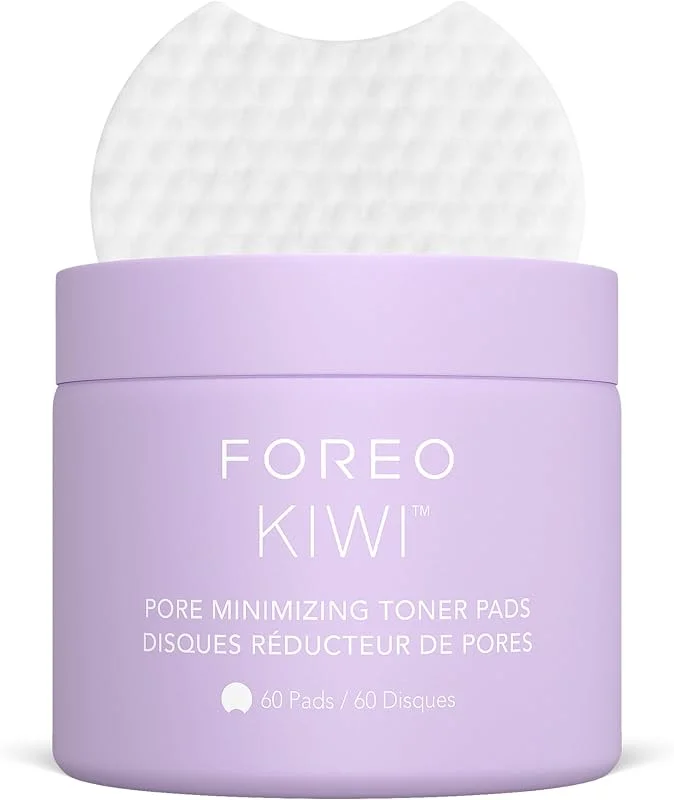 FOREO KIWI Gözenek Minimizing Toner Pedleri 60 adet – Witch Hazel & Centella Asiatica Peeling Yüz Pedleri, Yağ, Akne Taç Cilt için – Gözenek Minimizer ve Redness Rölyef — Cilt bakımı