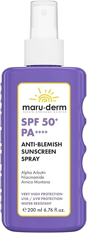 Maruderm SPF 50+ Leke Karşıtı Vücut Güneş Kremi Spreyi – Alfa-Arbutin & Niasinamid ile Ton Eşitleyici Geniş Spektrum Koruma, 200 ML — Cilt bakımı