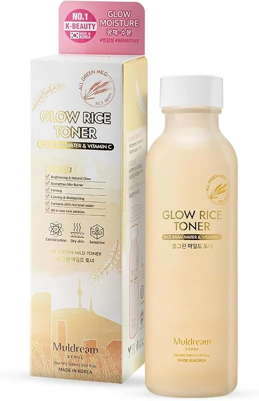 Glow Rice Toner Hassas ve Kuru Cilt Aydınlatıcı Onarıcı Tonik Pirinç Kepeği Yağı Kore 150ml — Cilt bakımı