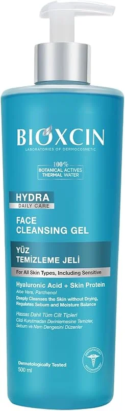 Bioxcin Hydra Yüz Temizleme Jeli – Hyalüronik Asitli, İpek Proteinli, Aloe Vera ve Pantenol İçerikli, Hassas Ciltler İçin, 500 ml — Cilt bakımı