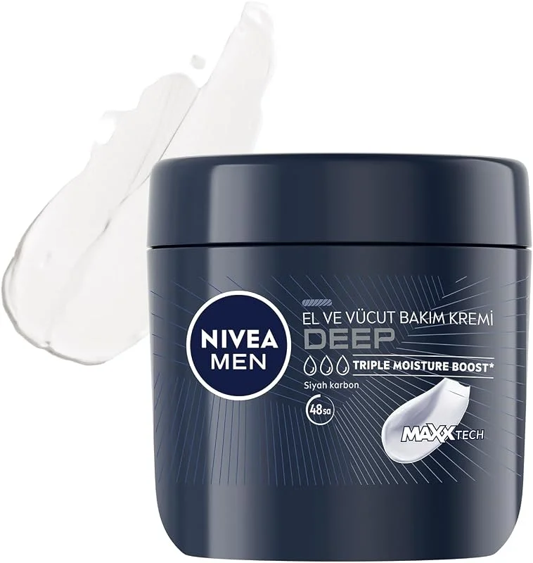 NIVEA MEN Erkek El ve Vücut Bakım Kremi Deep Dimension 400ml, Yoğun Nemlendirici, Ferah Koku, Yenileyici Bakım — Cilt bakımı