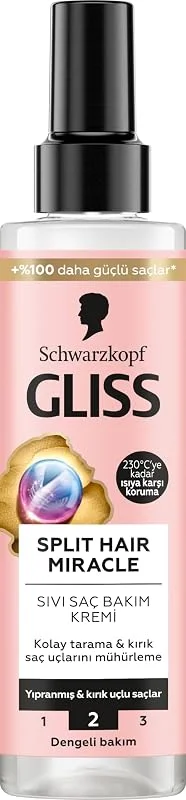 Gliss Split Hair Miracle Kırık Uçları Mühürleyen Sıvı Saç Bakım Kremi - İyonik Kompleks ve Üzüm Çekirdeği Yağı ile 200 ml — Saç bakımı