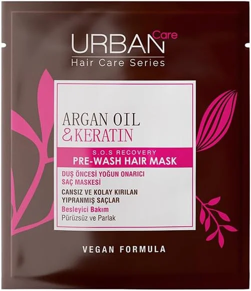 URBAN Care Argan Yağı & Keratin Kolay Kırılan Saçlara Özel Duş Öncesi Saç Bakım Maskesi 50 ml- Vegan — Saç bakımı