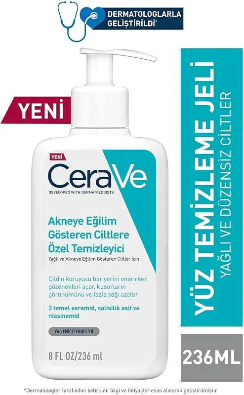 CeraVe Yağlı ve Düzensiz Cilt için Yüz Temizleme Jeli, 236 ml — Cilt bakımı