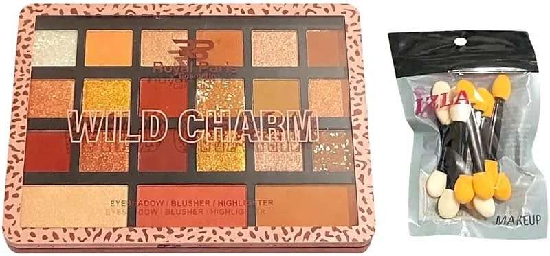 Wild Charm 21 Renkli Göz Farı Paleti, 10 Adet Çift Taraflı Aplikatör Seti, Mat ve Işıltılı Far, Yüksek Pigmentasyonlu Profesyonel Makyaj Paleti, Günlük ve Gece Makyajı İçin