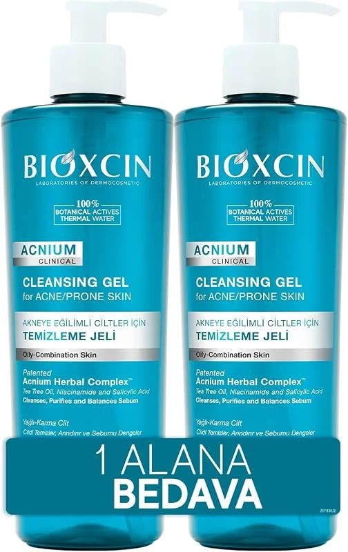 Bioxcin Acnium Sebum Dengeleyici Yüz Yıkama Jeli 500 ml 1 Alana 1 Hediye – Salisilik Asit, Çay Ağacı ve Niasinamid İçeren Yağlı ve Akneye Eğilimli Ciltler İçin Temizleyici — Cilt bakımı