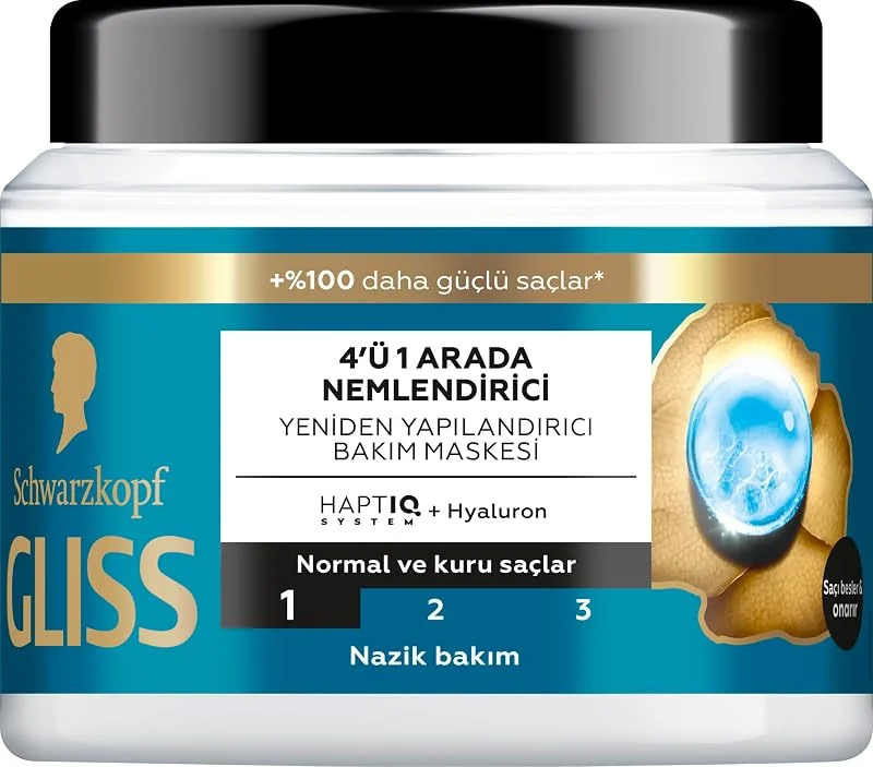 Gliss Aqua Revive Nemlendirici 4'Ü 1 Arada Bakım Maskesi 400 ml, Normal Ve Kuru Saçlar — Saç bakımı