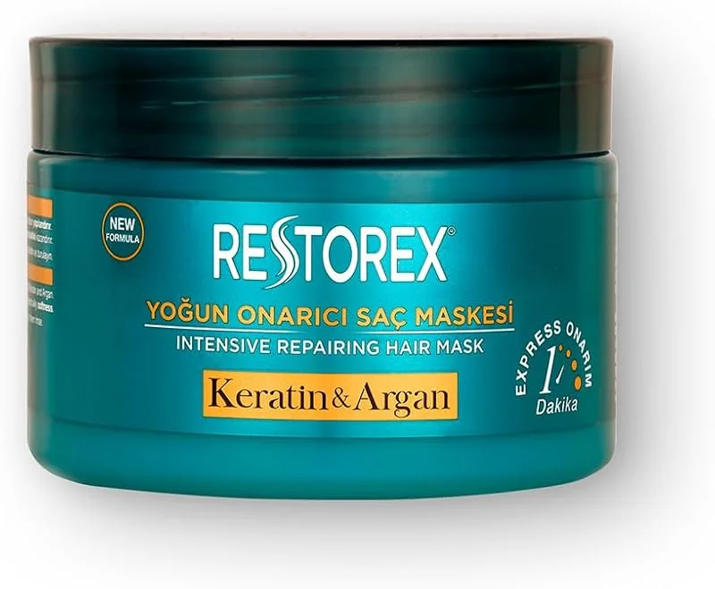 Restorex Keratin & Argan Onarıcı Saç Bakım Maskesi 300 Mililitre, Yıpranmış ve Hasar Görmüş Saçlar Botoks Etkili — Saç bakımı