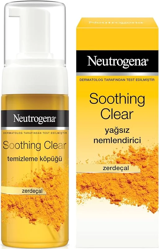 Neutrogena soothing clear köpük 150 ml+nemlendirici 75 ml 2'li set, Sivilceye Meyilli ve Hassas Ciltler İçin, Derinlemesine Temizler, Nemlendirir ve Rahatlatır — Cilt bakımı