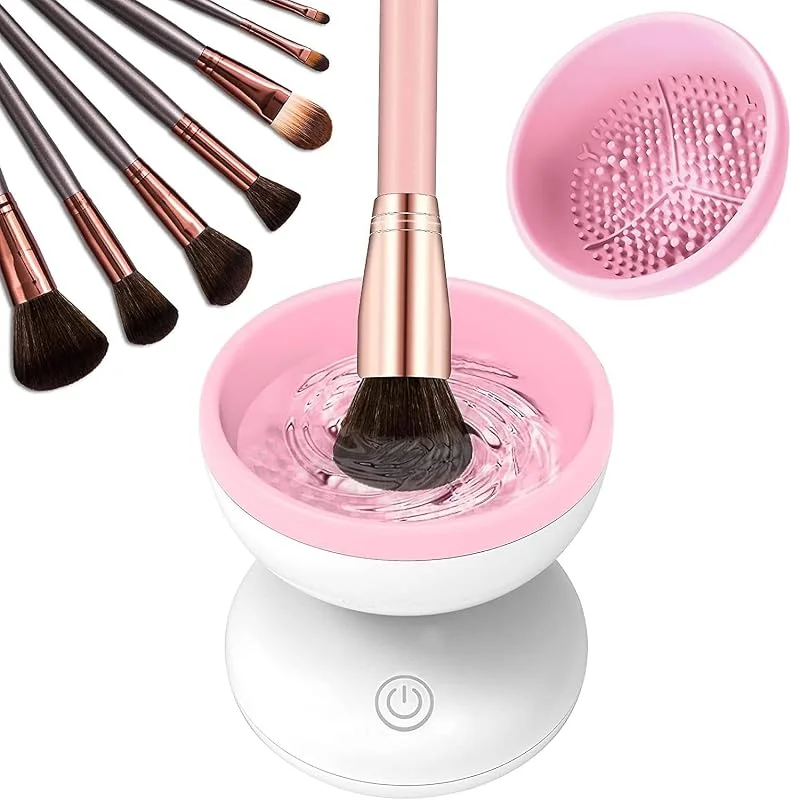 Coverzone USB ile Çalışan Makyaj Fırçası Temizleme Cihazı, Hız Ayarlı Döner Fırça Yıkama Kabı, Derin Temizlik Sağlayan Kolay Kullanımlı Taşınabilir Brush Cleaner, MBC-01