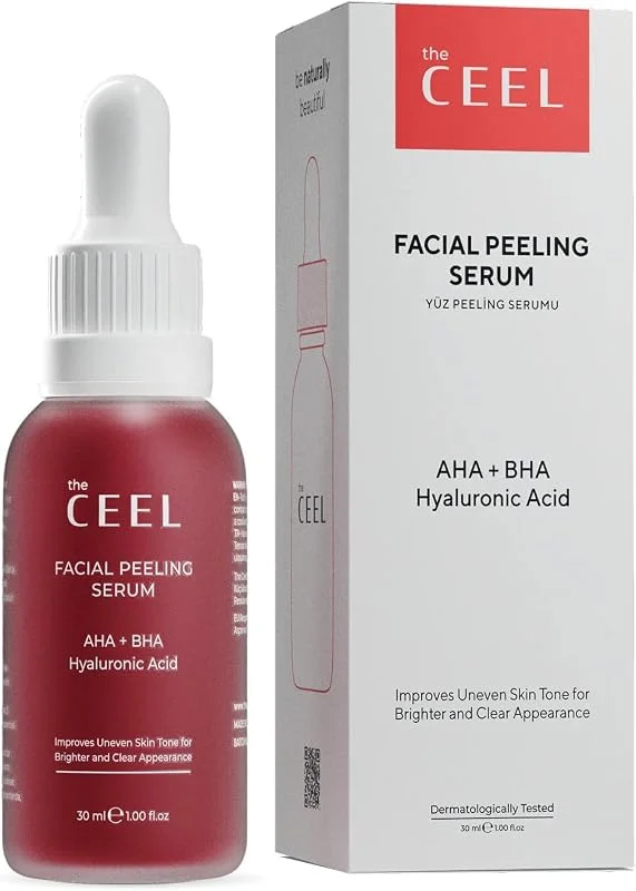 The Ceel AHA%10 + BHA%2 Kırmızı Peeling Yüz Serumu 30 ml, Cilt Tonu Eşitleyici ve Gözenek Sıkılaştırıcı Yenileyici Asit Serum, Glikolik Asit ve Panthenol İçeren Leke Karşıtı Bakım — Cilt bakımı