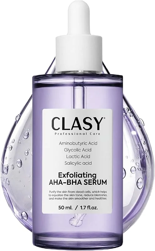 CLASYCARE Cilt Tonu Eşitleyici Peeling Serum – AHA BHA Eksfoliyan & Gözenek Temizleyici, Salisilik Asit & Glikolik Asit ile Aydınlatıcı, Anti-Aging Cilt Bakımı, 50 ml