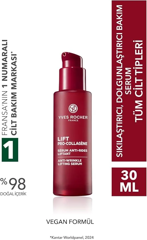 Yves Rocher Lift Pro-Collagène, Bitkisel Kolajen ve Hyaluronik Asit İçeren Sıkılaştırıcı Serum, 30 ml — Cilt bakımı