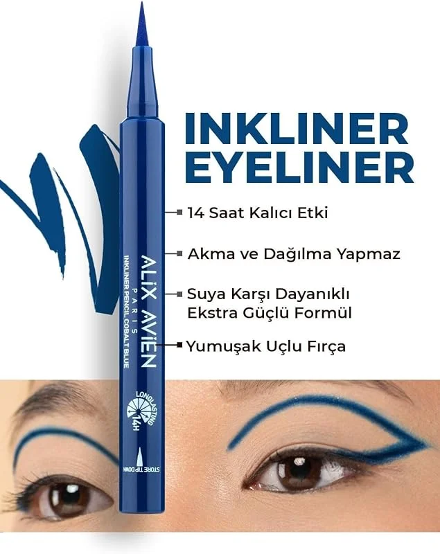 ALIX AVIEN Uzun Süre Kalıcı, Suya Dayanıklı Ve Yumuşak Uçlu Lacivert Göz Kalemi - Inkliner Eyeliner Cobalt Blue — Makyaj