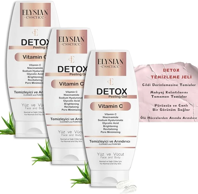 Detox Peeling Jel 3'lü Set, Ölü Hücre Arındırıcı Temizleme jeli, Yüz Ve Vücut Temizleyici, AHA BHA, Vitamin C, Niacinamide — Cilt bakımı