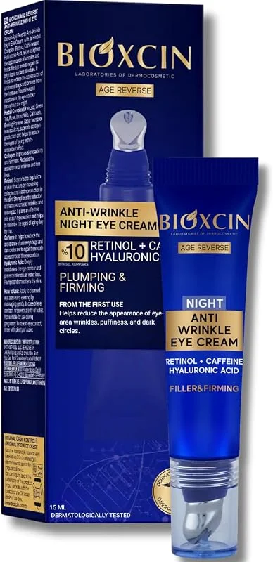 Bioxcin Age Reverse Gece Göz Kremi 15 ml – Retinol, Kolajen, Hyaluronik Asit ve Bitkisel Kompleks İçerikli – Kırışıklık Karşıtı ve Aydınlatıcı Etki — Cilt bakımı