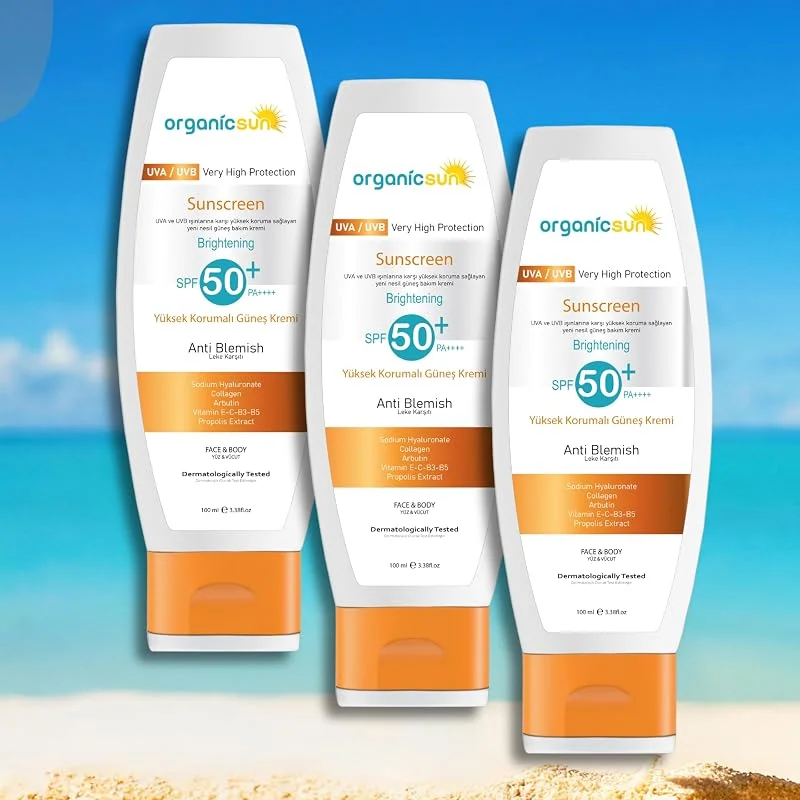 Spf 50+ Yüz ve Vücut Güneş Kremi 100ML 3'lü Set – Leke Karşıtı, Yüksek Korumalı, Suya Dayanıklı, Her Cilt tipine uygun, Vegan — Cilt bakımı