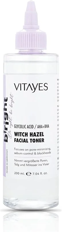 VITAYES Cadı Fındığı Yüz Toniği AHA-BHA, Glikolik Asit Gözenek Sıkılaştırıcı Akne Karşıtı Canlandırıcı Tonik — Cilt bakımı